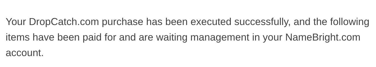 Domain Purchase Receipt